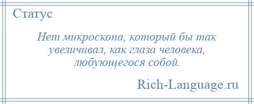 
    Нет микроскопа, который бы так увеличивал, как глаза человека, любующегося собой.