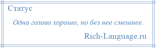 
    Одна голова хорошо, но без нее смешнее.