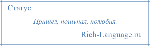 
    Пришел, пощупал, полюбил.