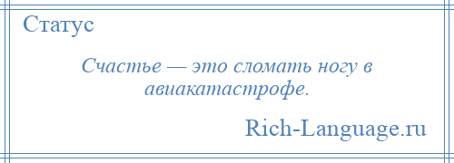 
    Счастье — это сломать ногу в авиакатастрофе.