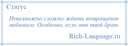 
    Невозможно сложно ждать возвращение любимого. Особенно, если это твой брат.