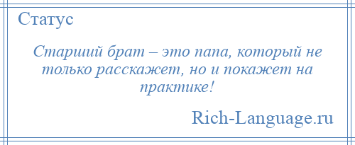 
    Старший брат – это папа, который не только расскажет, но и покажет на практике!
