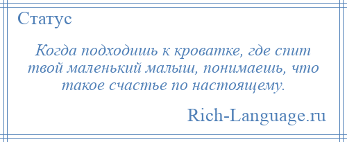 
    Когда подходишь к кроватке, где спит твой маленький малыш, понимаешь, что такое счастье по настоящему.