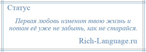 
    Первая любовь изменит твою жизнь и потом её уже не забыть, как не старайся.