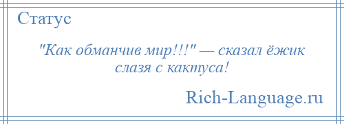 
     Как обманчив мир!!! — сказал ёжик слазя с кактуса!