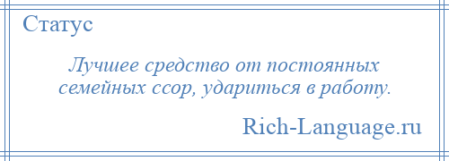 
    Лучшее средство от постоянных семейных ссор, удариться в работу.