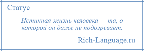 
    Истинная жизнь человека — та, о которой он даже не подозревает.