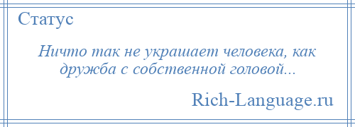 
    Ничто так не украшает человека, как дружба с собственной головой...