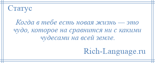 
    Когда в тебе есть новая жизнь — это чудо, которое на сравнится ни с какими чудесами на всей земле.