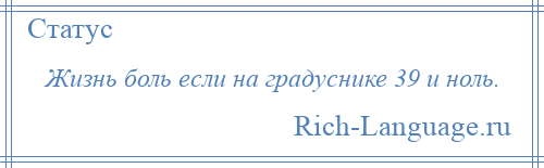 
    Жизнь боль если на градуснике 39 и ноль.