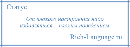 
    От плохого настроения надо избавляться... плохим поведением.