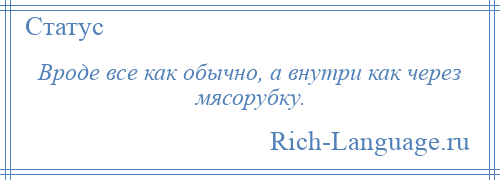 
    Вроде все как обычно, а внутри как через мясорубку.