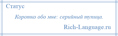 
    Коротко обо мне: серийный тупица.