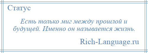 
    Есть только миг между прошлой и будущей. Именно он называется жизнь.