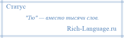 
     Тю — вместо тысячи слов.