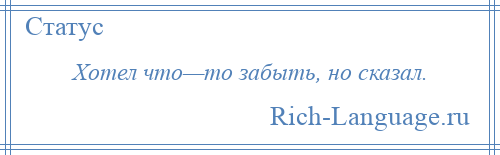 
    Хотел что—то забыть, но сказал.