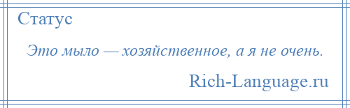 
    Это мыло — хозяйственное, а я не очень.