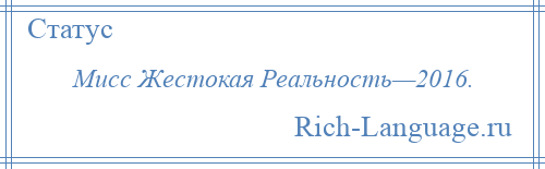 
    Мисс Жестокая Реальность—2016.