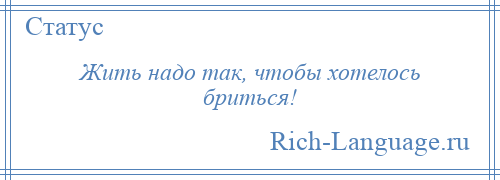 
    Жить надо так, чтобы хотелось бриться!
