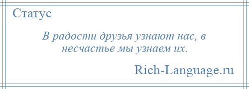 
    В радости друзья узнают нас, в несчастье мы узнаем их.
