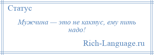 
    Мужчина — это не кактус, ему пить надо!