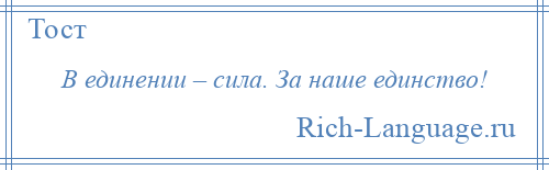 
    В единении – сила. За наше единство!